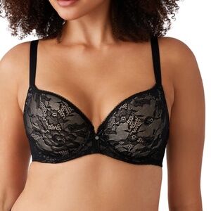 Wacoal 853201 Lace Finesse Underwire T-Shirt Bra Black/Toast Size 34C